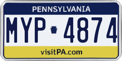 PA license plate MYP4874