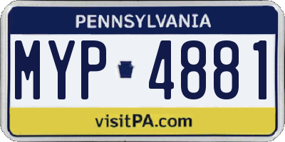 PA license plate MYP4881