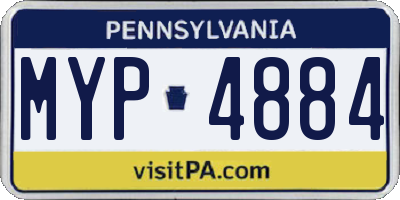 PA license plate MYP4884