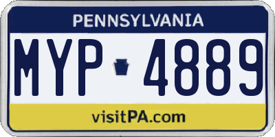 PA license plate MYP4889