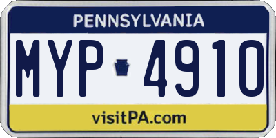 PA license plate MYP4910