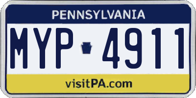 PA license plate MYP4911
