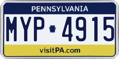 PA license plate MYP4915