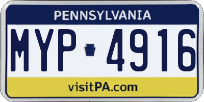PA license plate MYP4916