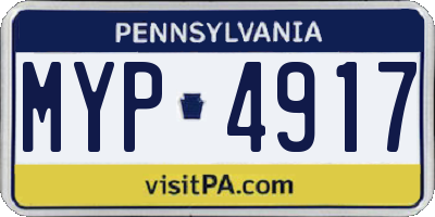PA license plate MYP4917
