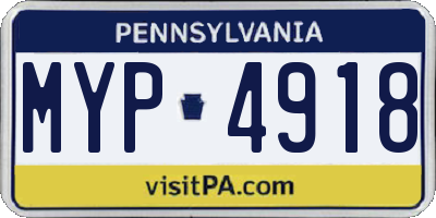 PA license plate MYP4918