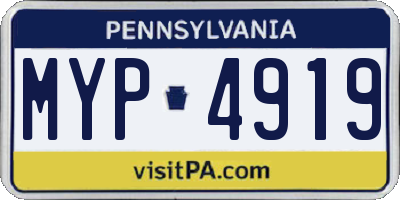 PA license plate MYP4919