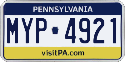 PA license plate MYP4921