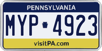 PA license plate MYP4923