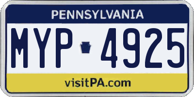 PA license plate MYP4925
