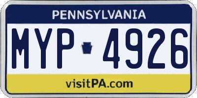 PA license plate MYP4926