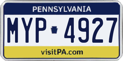 PA license plate MYP4927