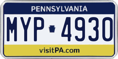 PA license plate MYP4930
