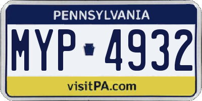 PA license plate MYP4932