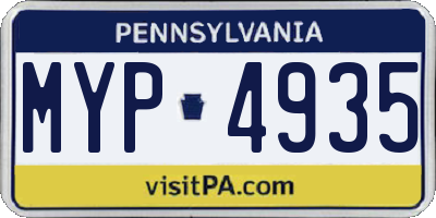 PA license plate MYP4935