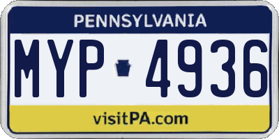 PA license plate MYP4936