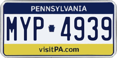 PA license plate MYP4939