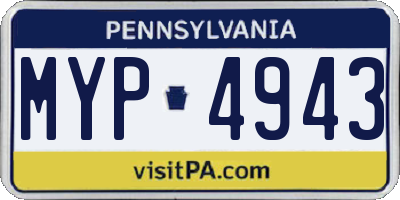 PA license plate MYP4943