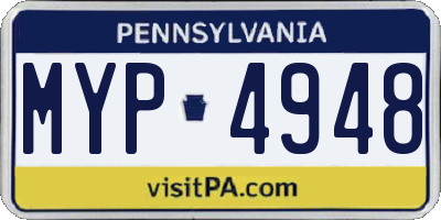 PA license plate MYP4948
