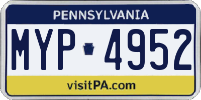 PA license plate MYP4952