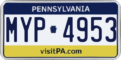 PA license plate MYP4953