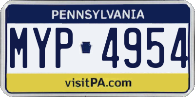 PA license plate MYP4954