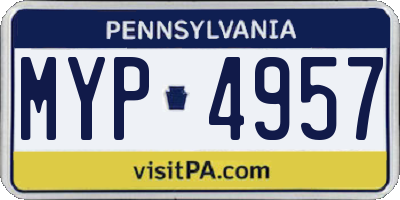 PA license plate MYP4957