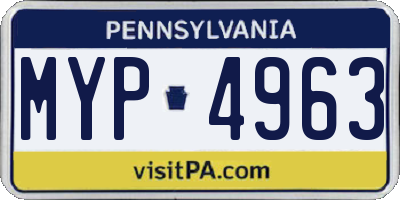 PA license plate MYP4963