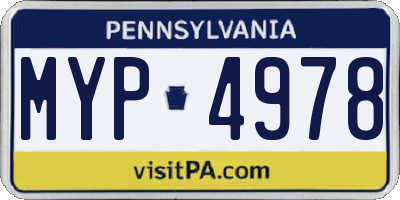 PA license plate MYP4978