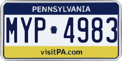 PA license plate MYP4983