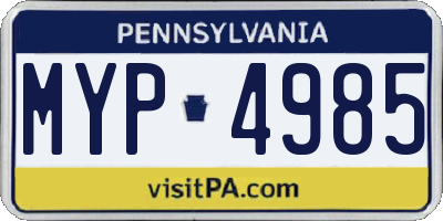 PA license plate MYP4985