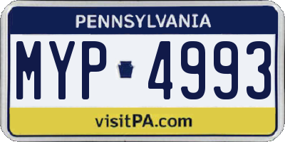 PA license plate MYP4993