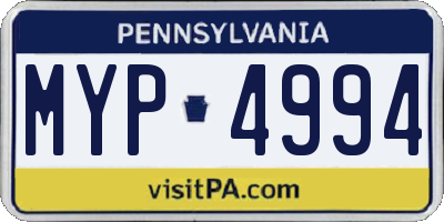 PA license plate MYP4994