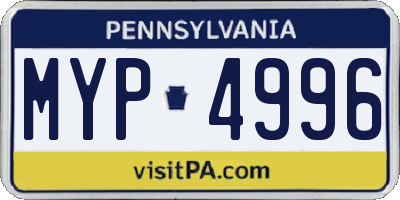 PA license plate MYP4996