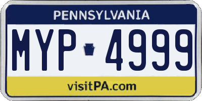 PA license plate MYP4999