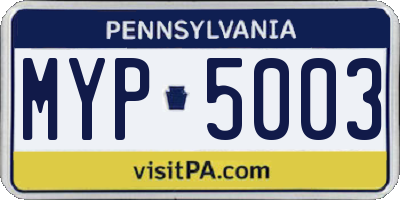 PA license plate MYP5003