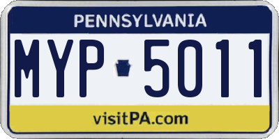 PA license plate MYP5011