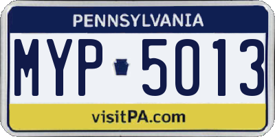 PA license plate MYP5013