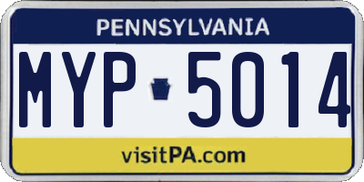 PA license plate MYP5014