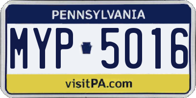 PA license plate MYP5016