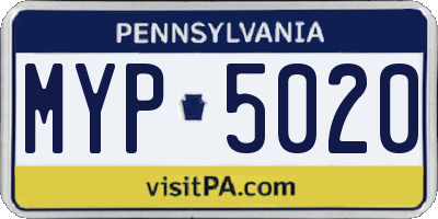 PA license plate MYP5020