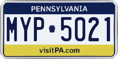 PA license plate MYP5021