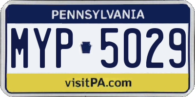 PA license plate MYP5029