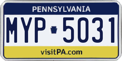PA license plate MYP5031