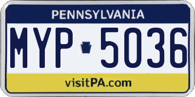 PA license plate MYP5036