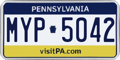 PA license plate MYP5042