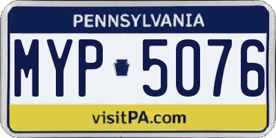 PA license plate MYP5076