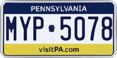 PA license plate MYP5078