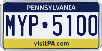 PA license plate MYP5100