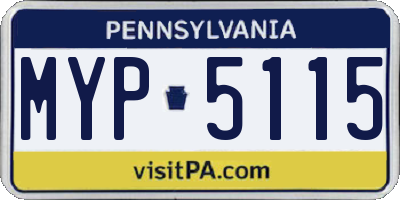 PA license plate MYP5115